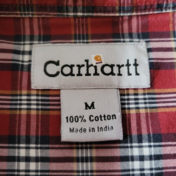 Carhartt Men’s M Button-down Long Sleeve Red Plaid Work Shirt, EUC - Picture 4 of 7